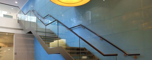 Landflex offices London staircase with glass work by Daedalian