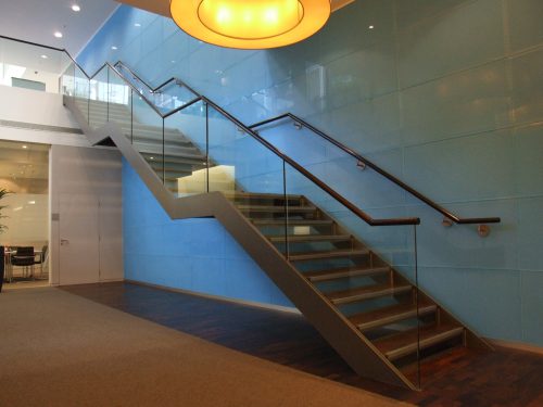 Alternate view Landflex offices London staircase with glass work by Daedalian