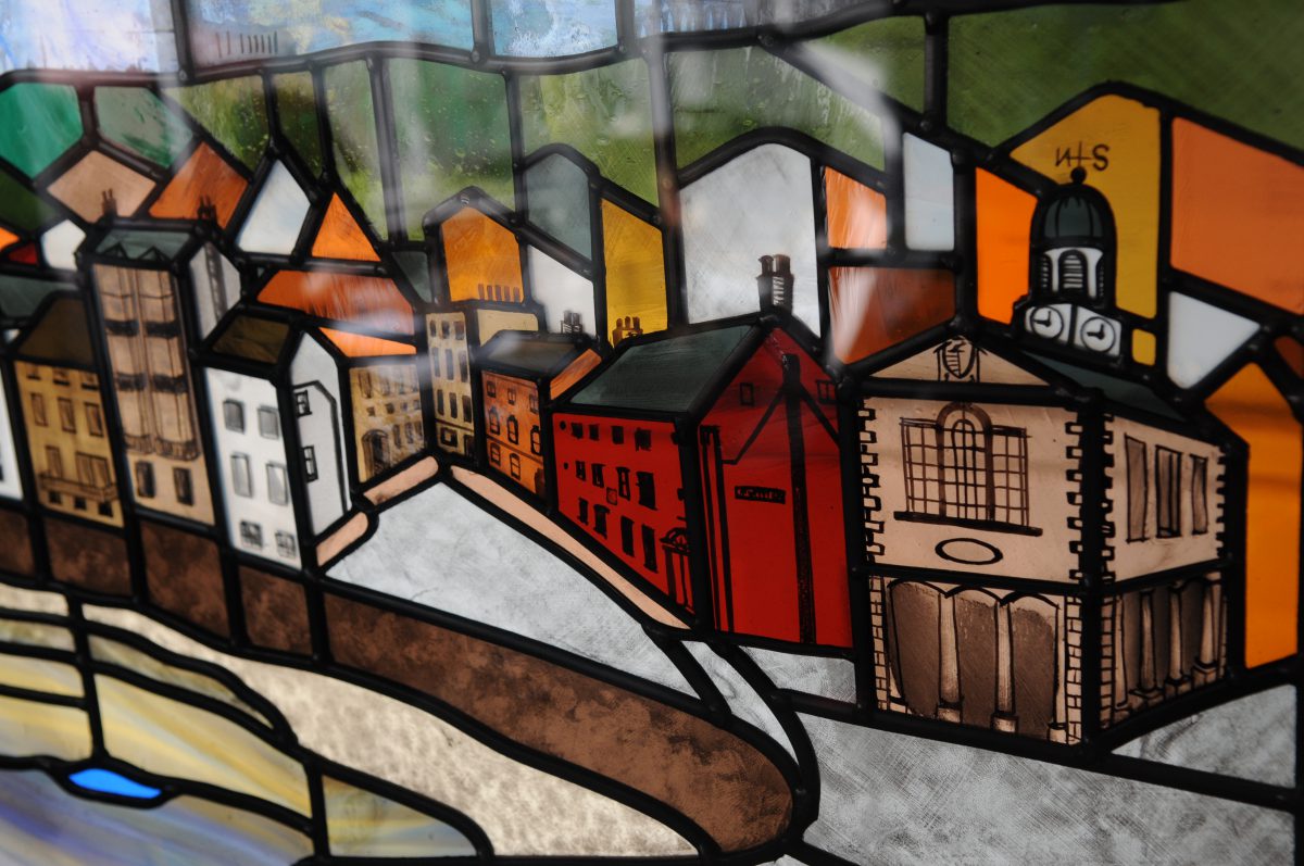 painted glass scene of a Whitby example 2