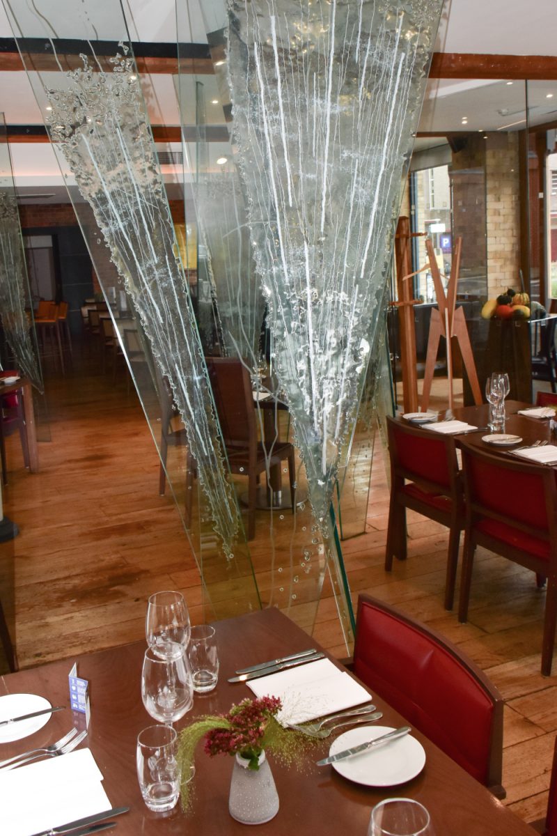 Example of glass in a restaurant, alternate view
