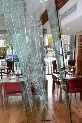 Hope Street Hotel Liverpool, glass shards and tables