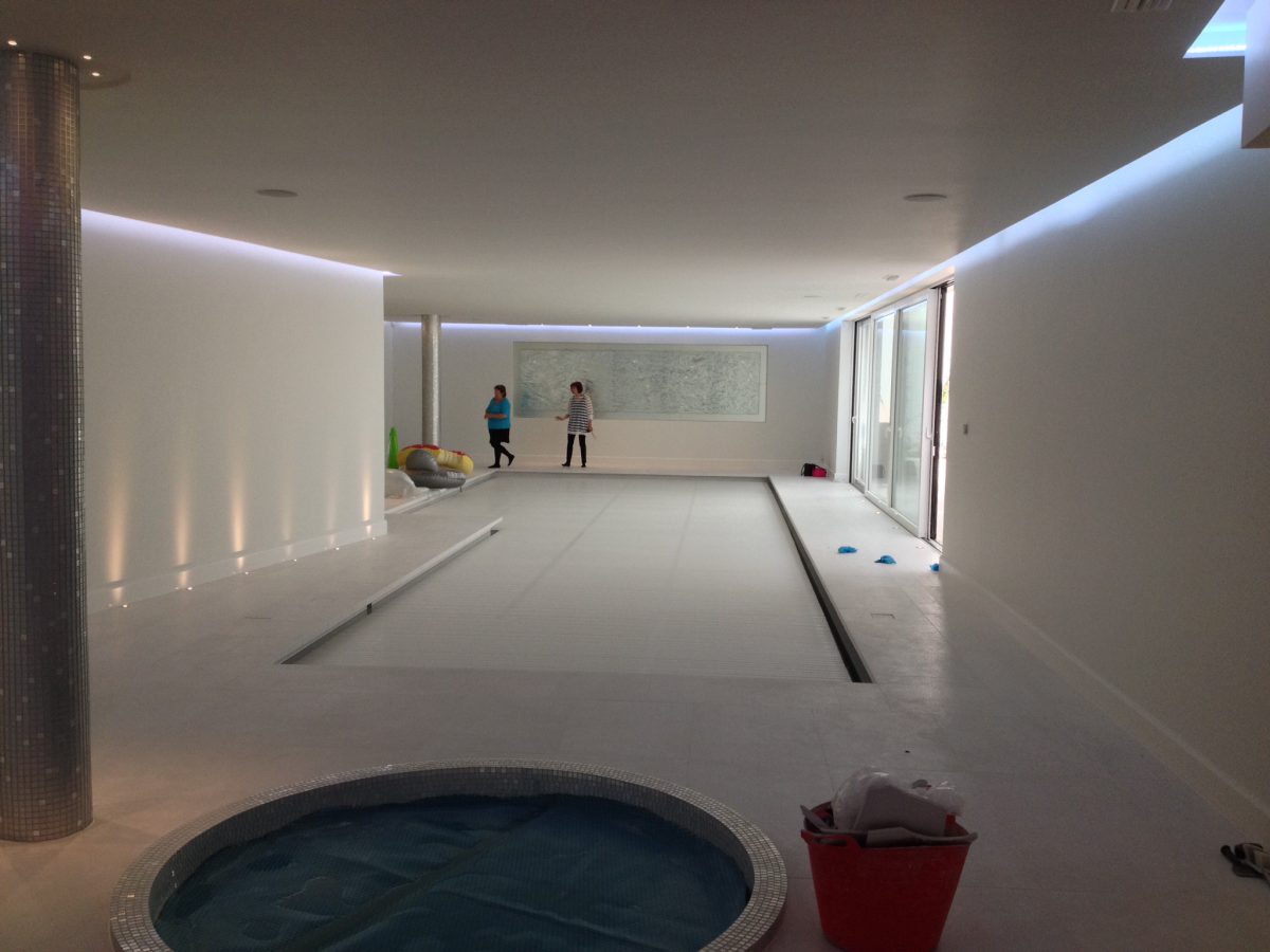 Swimming pool and kiln formed glass Child's Hill London