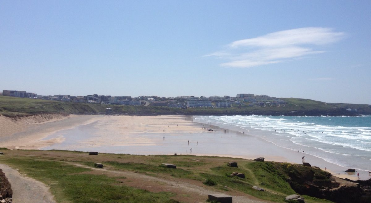 The Headland Cornwall, view of the beach and Newquay