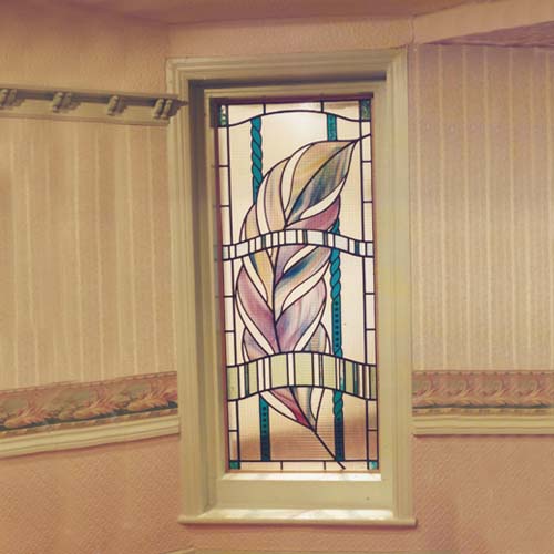 Stained glass feather design