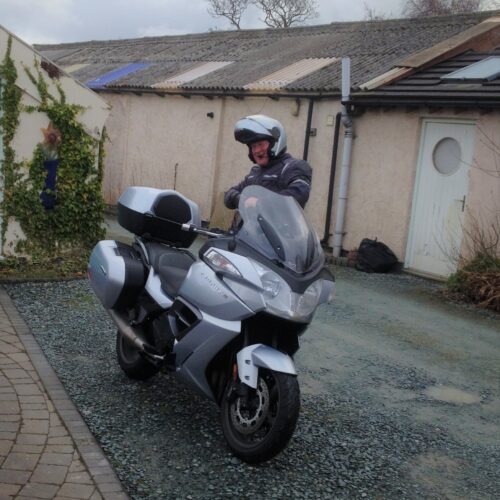 Chris about to head out on his Triumph Trophy Motorcycle
