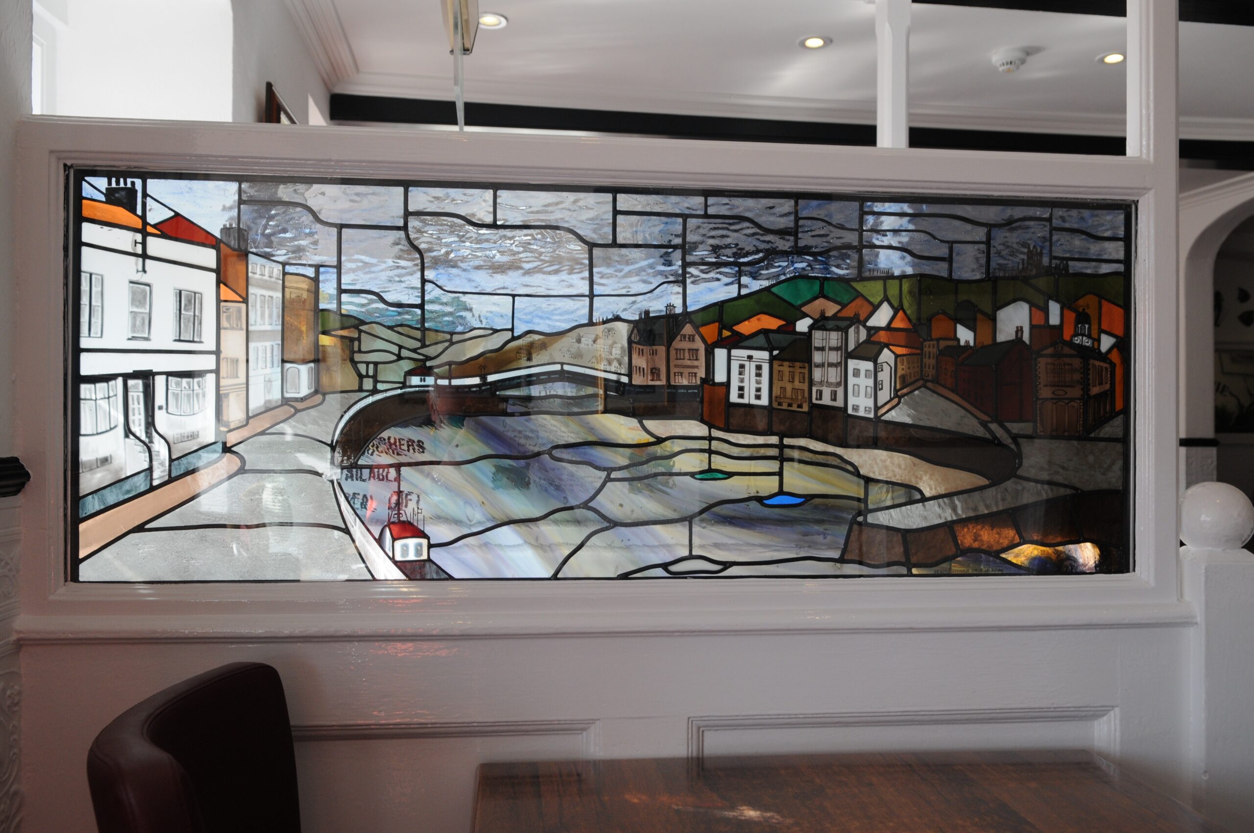 Magpie Cafe Whitby Yorkshire stained glass scene complete
